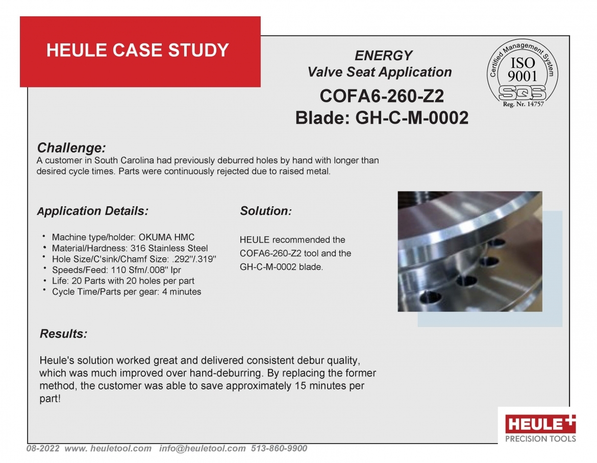 Energy Valve Seat Application Case Study description